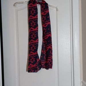 Pink and blue patterned scarf
